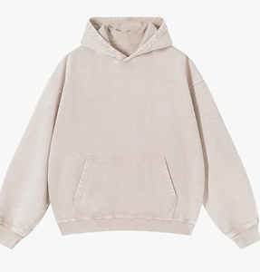 เสื้อสเวตเชิ้ตมีฮู้ดสีเบจสำหรับผู้ชาย แขนยาว ทรงหลวม สไตล์ลำลอง สำหรับฤดูใบไม้ร่วง สีพื้น ผ้าฝ้าย 100% น้ำหนักปานกลาง มีเชือกผูก - Product Image 2