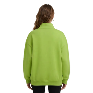 Stand Collar Custom Oversized Quarter <b>Zip</b> Women's Hoodies Wholesale Manufacturer 3D Print Regular Fit Heavyweight Fabric Blank - Product Image 2