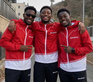 Custom <b>Men</b>’s Windbreaker Red White <b>Jacket</b> Set <b>Lightweight</b> Hooded Running Sportswear Sublimation Training Jogging Tracksuit OEM - Product Image 5