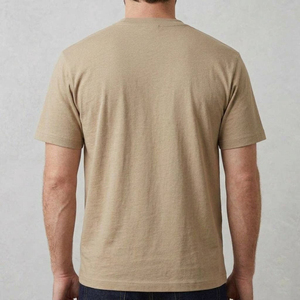Men's Plain Dyed Cotton T-Shirt Short Sleeve O-Neck Regular Fit Solid Color Casual Jersey Knit <b>Tee</b> - Product Image 3