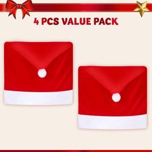 4 Fundas para Sillas Navideñas, Fundas Rojas con Diseño de Gorro de Santa Claus para Decoración Navideña - Product Image 2
