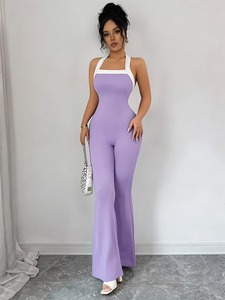 One-Piece Full Body Women's Fitness Tracksuit | <b>Tie</b>-<b>Back</b> Cutout Training Bodysuit | Lightweight High Elasticity Sportswear - Product Image 4