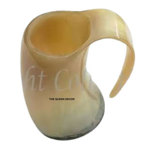 Tasse de designer de qualité supérieure en corne de buffle naturelle faite à la main, forme ronde, best-seller - Product Image 1