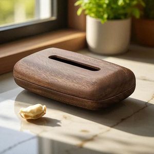 Boîte à mouchoirs élégante en bois avec un design artisanal unique pour la salle à manger, le salon, la chambre et la décoration de bureau - Product Image 2
