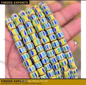 Wholesale Glass Chevron <b>Beads</b> 5 Colors <b>Red</b> Blue Yellow White Striped Kalinga African Bulk - Product Image 2