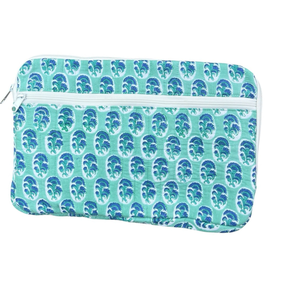 Housse pour ordinateur portable élégante et luxueuse, matelassée, avec poches, en pur coton, faite à la main, motif imprimé au bloc de Jaipur, fermeture éclair, légère - Product Image 1