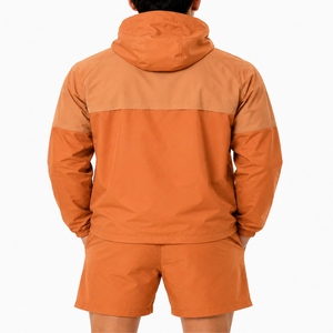 <b>Men</b>’s Color Block Windbreaker Hooded <b>Jacket</b> And Shorts Set Lightweight Front Zip Quick Dry Casual <b>Summer</b> Wear <b>For</b> <b>Men</b> - Product Image 2