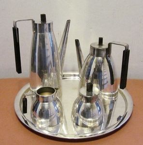 Metal <b>tea</b> <b>set</b> contemporary serve ware collection luxury tabletop accessories polished steel kettle elegant serving essentials - Product Image 5