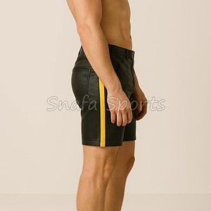 Sportswear Men's Leather Shorts Gym Fitness Training <b>Exercise</b> Wear Shorts 100% Leather made Men's Shorts for Sale - Product Image 4
