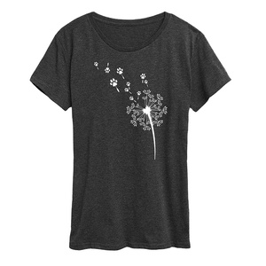 Heather Grey Femmes Casual O-Neck Tricoté T-Shirt 100% Coton Spandex Dentelle Bouton Décorations Paillettes Imprimé Jersey Lavable - Product Image 2