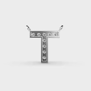T-Shape Silver Rhodium Plated Hip Hop Party Jewelry Pendant & Charms Unisex Classic Style - Product Image 3
