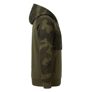 Embroidered Men's Hoodie 100% Cotton <b>Fleece</b> <b>Lined</b> Pullover Autumn Warm Casual <b>Jacket</b> OEM ODM Wholesale Large Size Camouflage - Product Image 3