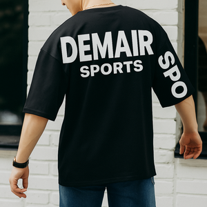 เสื้อยืดแขนสั้นโอเวอร์ไซส์แบบลำลองแนวสปอร์ตสำหรับผู้ชายมีสไตล์100% ไหล่ตกผ้าฝ้าย260กรัมเฮฟวี่เวทพิมพ์ลายด้านหลัง - Product Image 6