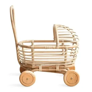 Cochecito de Mimbre Tejido a Mano para Muñecas, Diseño Exclusivo, Juguete Infantil, Modelo de Cochecito de Juguete para Juego de Imitación, Venta al por Mayor - Product Image 5
