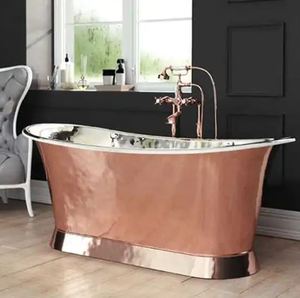Baignoire autoportante en cuivre à pattes de chat, émail blanc, ovale, vintage, de luxe, pour hôtel, spa, salle de bain - Product Image 6