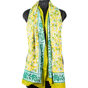 Wholesale Hand Block Printed Cotton Long Scarf Eco-Friendly Organic Mulmul <b>Sarong</b> Natural Dye Paisley Floral Unisex Summer Scarf - Product Image 4