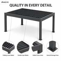 Pergola à lames orientables électrique minimaliste en aluminium avec toit rétractable motorisé, personnalisable, rectangulaire, pour jardin naturel