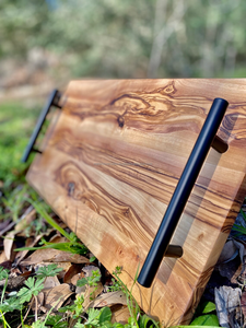 Plateau de service en bois classique, durable et naturel, avec poignées noires, pour la maison, les restaurants, les bars, les hôtels et les mariages - Product Image 3