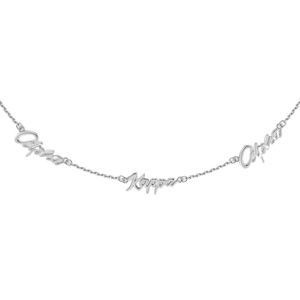 Silver Script Charm Chain <b>Necklace</b> with <b>Delicate</b> Letter Design Adjustable Link Chain Elegant Women Fashion Jewelry Everyday - Product Image 3