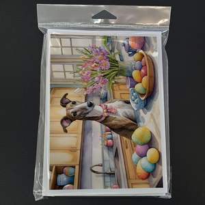 Whimsical Easter Greyhound Tarjetas de felicitación Paquete de 8 A7 Tamaño 5x7 Tarjetas de notas en blanco Sobres para decorar para notas personalizadas - Product Image 3