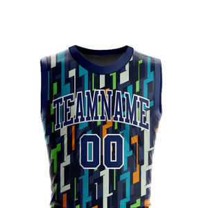 Custom Sublimated Basketball Jersey Geometric Print Sleeveless Mesh <b>Athletic</b> Fit Unisex Adult Moisture Wicking V-Neck Tank Top - Product Image 2