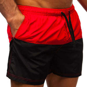 Men's Red And <b>Black</b> Color Blocked Swim Shorts Quick Dry Drawstring Casual Beach <b>Trunks</b> Short Length Mid Waist - Product Image 4