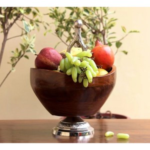 ตะกร้าผลไม้รูปแอปเปิ้ลทำมือจากไม้ชีแชมพร้อมหูจับ - ขายส่ง - Product Image 4