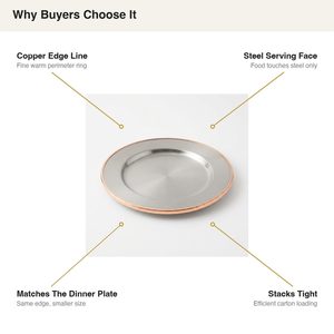 Handmade SS304 Satin Steel 21cm <b>Side</b> <b>Plate</b> with Copper Edge & Tamra Band for Home Decor & Hotel Use - Product Image 4