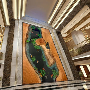 Table à manger rectangulaire de luxe en bois d'acacia massif avec bord naturel et résine époxy, design moderne et étanche, marque Sack, pour salon - Product Image 2