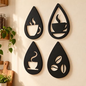 Handcrafted Coffee <b>Wall</b> <b>Art</b> Set of 4 Kitchen Decor Panels Coffee Cup Bean <b>Wall</b> Hanging Wholesale OEM ODM - Product Image 4