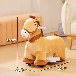 Cavallo a Dondolo Elettrico a Batteria 6V per Bambini 18-36 Mesi, con Musica e Ruote in PU, Colore Marrone - Product Image 3