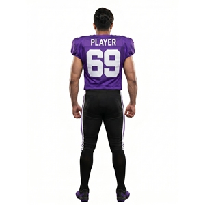 Maillot de football américain personnalisable 100 % polyester, maille respirante, sergé, uniforme d'équipe, manches courtes, anti-humidité, tailles XL à 5XL - Product Image 2