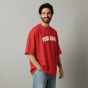 Nouveauté 2026 : T-shirt homme personnalisé avec logo imprimé, coupe oversize, style hip-hop, éco-responsable, épaules tombantes, ample et respirant - Product Image 4