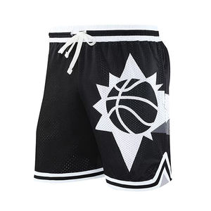 Pantalones Cortos Deportivos Transpirables de Malla Color Negro Brad con Estampado de Llamas, Cierre con Cordón, Cómodos, de Secado Rápido, Talla Grande, Sublimados - Product Image 3