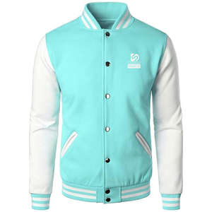 Chaqueta Letterman de Lona Personalizada y Cómoda con Cuello Alto y Letras Frontales para Hombre, Chaqueta de Invierno Transpirable de Manga Larga para Venta en Línea - Product Image 1