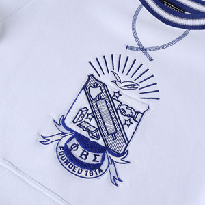 Pull à col rond en chenille blanc Phi Beta Sigma avec rayures bleues, coupe classique, décontracté, en coton French Terry, couleur unie - Product Image 5