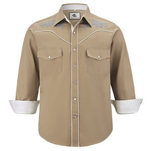 Chemise de cowboy western brodée pour homme, manches longues, coupe classique, imprimé, boutonnée, poches, 100 % coton flanelle, style professionnel - Product Image 5