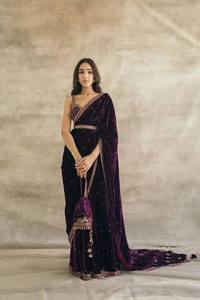 Indian Banarasi Velvet Ethnic Fancy Designer Wedding Saree with <b>Sequins</b> Work for Women Trendy Outfit - Product Image 2