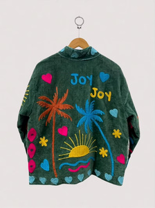Chaqueta Bomber de Terciopelo de Algodón con Bordado Floral Suzani, Reversible, Estilo Boho Vintage, Corta, para Invierno, Prenda Étnica, Precio de Fábrica - Product Image 2