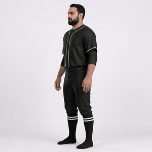 Uniforme de Béisbol para Hombre Adulto, Conjunto de Pantalones y Jersey Sólido, Transpirable, 100% Poliéster, Antibacterial, Nombre del Equipo Personalizado, Corte Regular, con Botones - Product Image 3