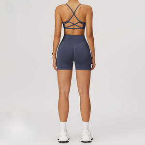 Ensemble de leggings de compression et soutien-gorge de sport pour femmes, sans couture, taille haute, pour la gym et l'entraînement, extensible dans quatre directions, logo personnalisé - Product Image 5