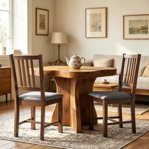 Sedie Moderne Imbottite in Lino per Soggiorno, Set di 2 Sedie da Pranzo in Legno Massello per Casa e Salotti - Product Image 1