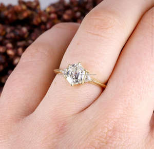 IGI/GIA Lab Grown Cut Diamond <b>Vintage</b> 14k Yellow Wedding/Engagement <b>Ring</b> Unisex Fine White <b>Gold</b> for Anniversary Party-Worthy - Product Image 1