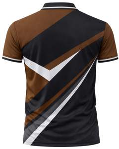 เสื้อโปโลชายสีน้ำตาลและสีดำแบบสั่งทำพิเศษ แขนสั้น ตัดต่อสีตัดกัน ระบายอากาศได้ดี ผลิตจากโพลีเอสเตอร์ เหมาะสำหรับเล่นกีฬากอล์ฟ ลำลอง และฝึกซ้อม - Product Image 2