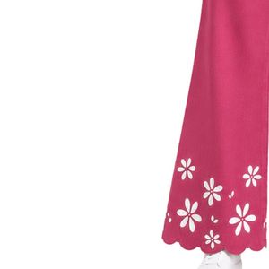 Pantalones Vaqueros Anchos de Mujer con Bordado Floral Rosa Personalizado, Cintura Alta, Algodón, Estilo Palazzo, Etiqueta Privada Personalizada, Moda Casual - Product Image 3