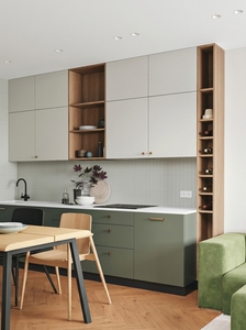 Mobile da <span class=keywords><strong>Cucina</strong></span> Moderno Bianco Stile Shaker con Ante in Vetro Scanalato, Piano in Legno e Forno Integrato - Product Image 4