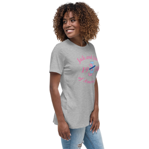 T-shirt gris chiné décontracté pour femme avec lettres graphiques roses, col rond, en coton doux, manches courtes, vêtement de mode décontracté - Product Image 4