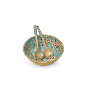 Bol en bois rond imprimé émail de haute qualité, le plus vendu, pour salade et riz, avec motif géométrique bohème - Product Image 3