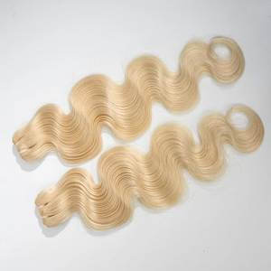 Extensions de cheveux humains blonds ondulés, Remy, double trame, tissage à la machine - Product Image 2