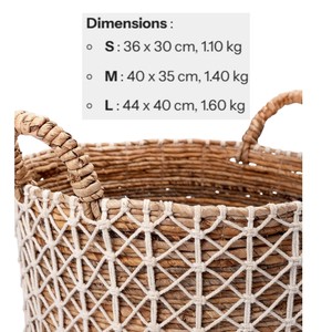 Natural Water Hyacinth <b>Storage</b> Baskets Set of 3 Woven <b>Laundry</b> Hamper with Handle Boho Decorative Toy Organizer Home <b>Organization</b> - Product Image 5